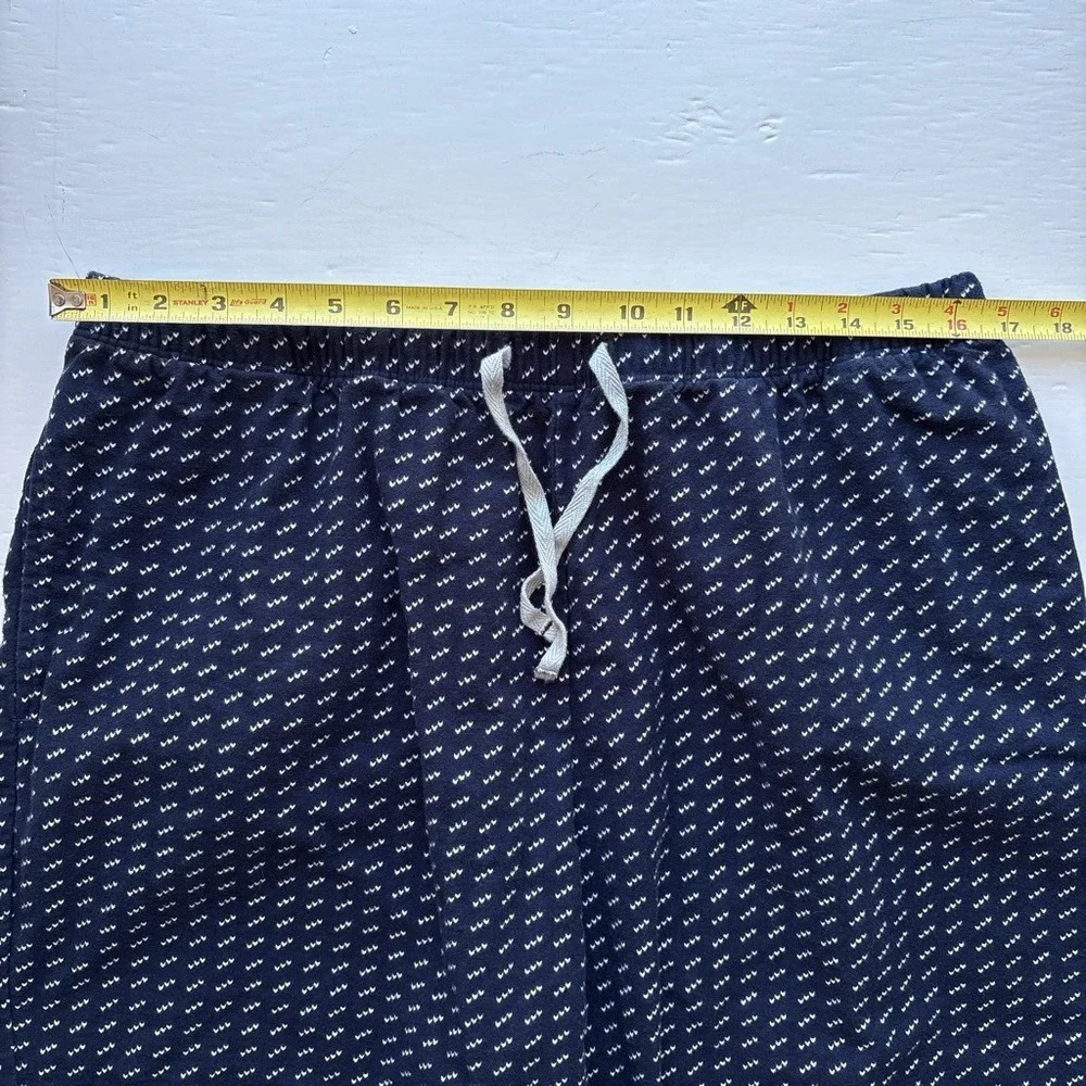 L.L.Bean Pajama Pants Women L Flannel Sleep Bottoms Navy Blue Cotton Printed